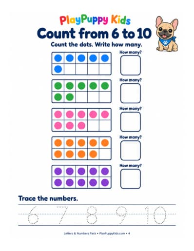 Count from 6 to 10 — page 4